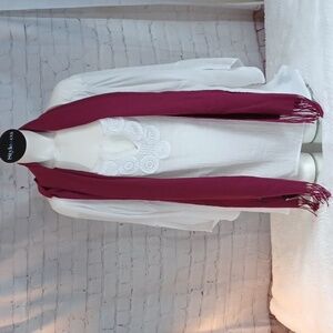 Y2K Cashmere Blend Womans Career  Purple Soft Long Tassle Scarve